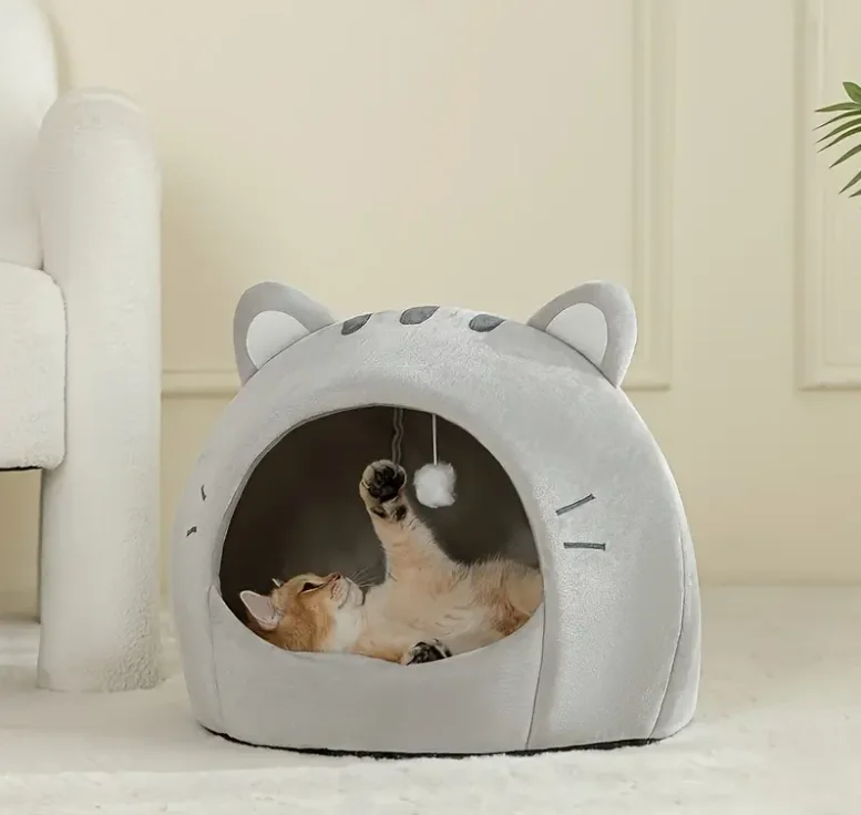 Cama gato diseño cueva con orejas L - Imagen 6