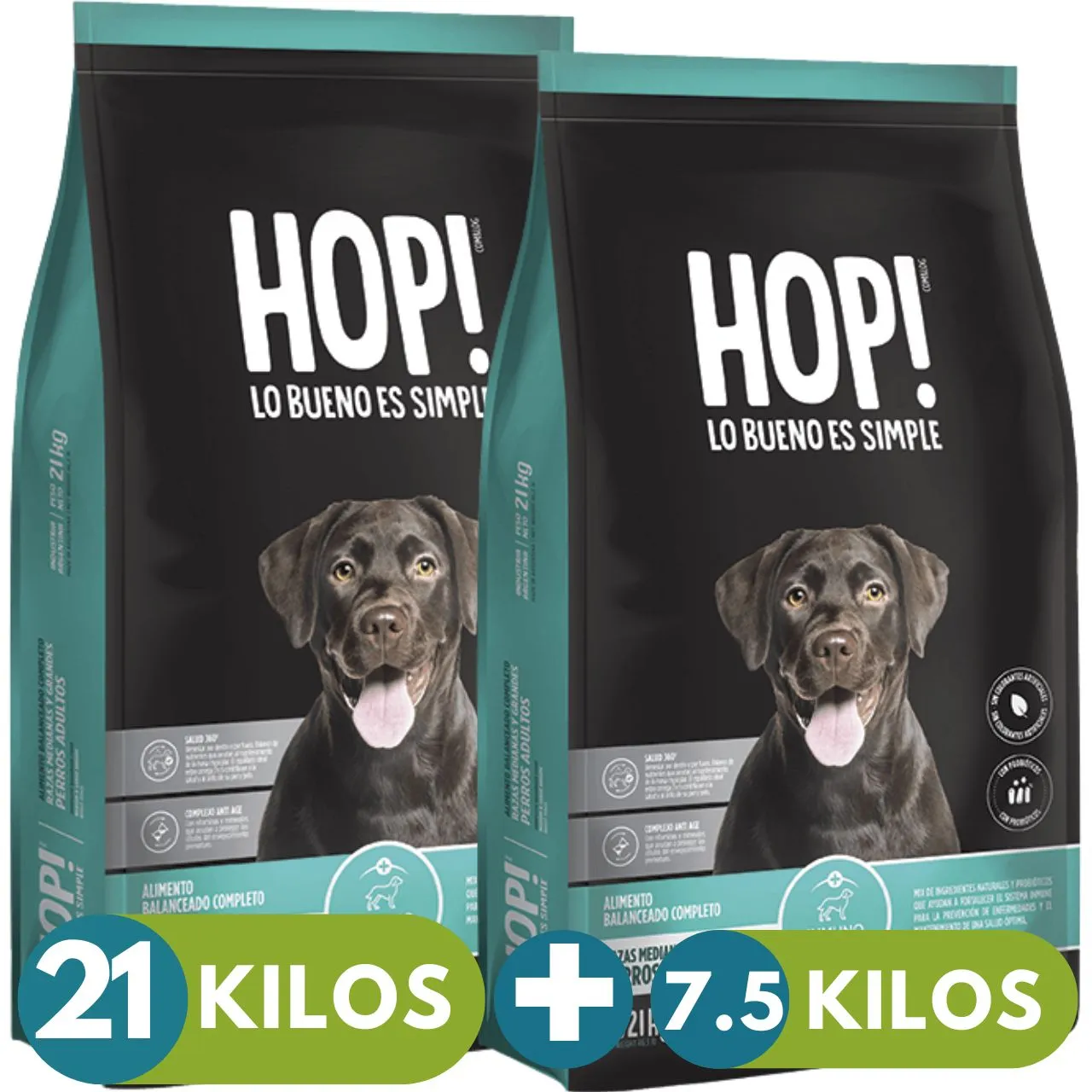 Hop! Adulto Raza Mediana y Grande 21 + 7.5 Kg