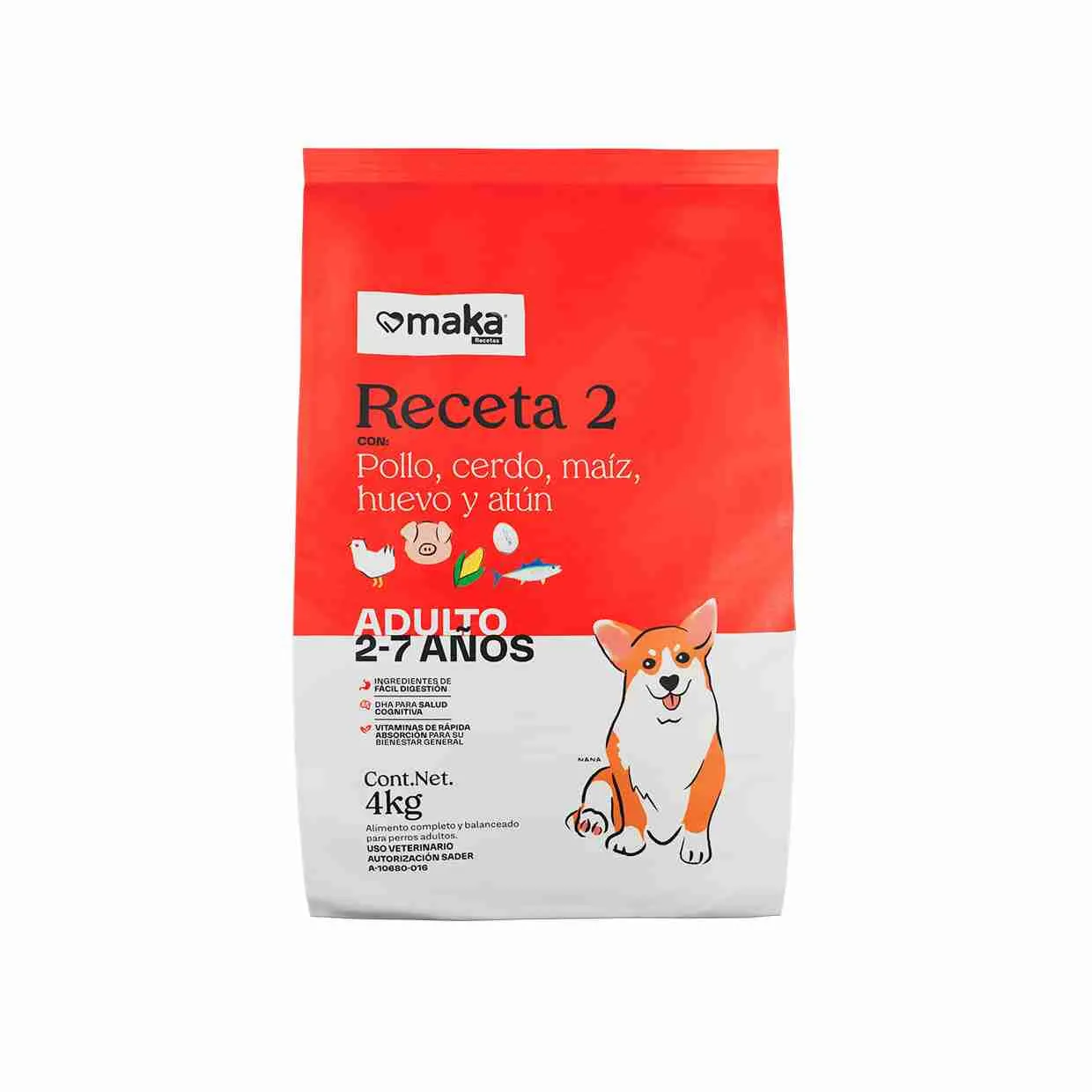 Maka Adulto 2-7 Años Receta 2 Razas Mediana a Grande 4kg