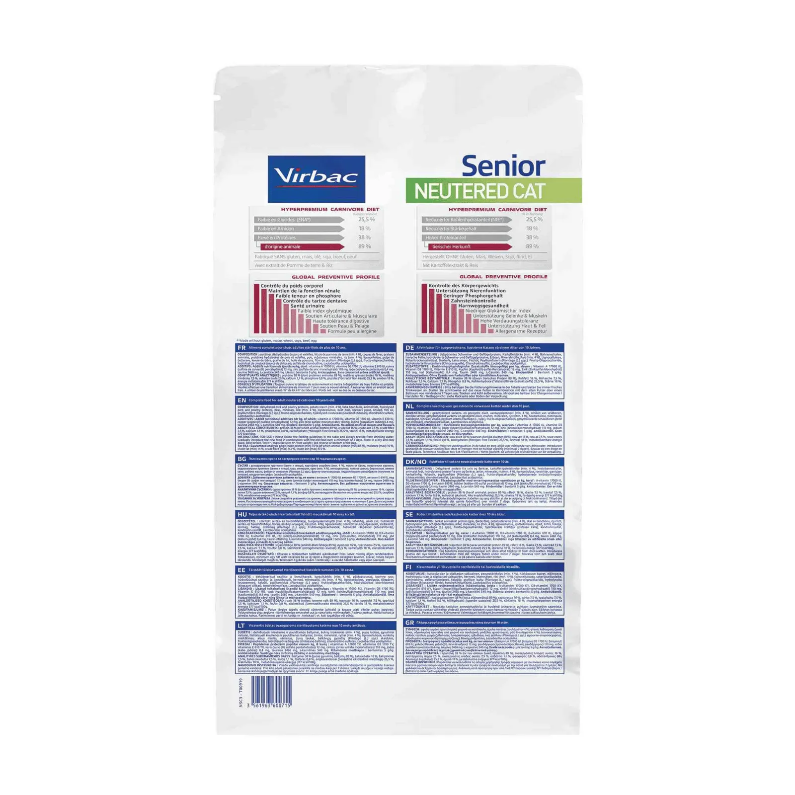 Virbac Gato HPM Senior Neutered Cat – Control de Peso – Castrados 3 kg - Imagen 2